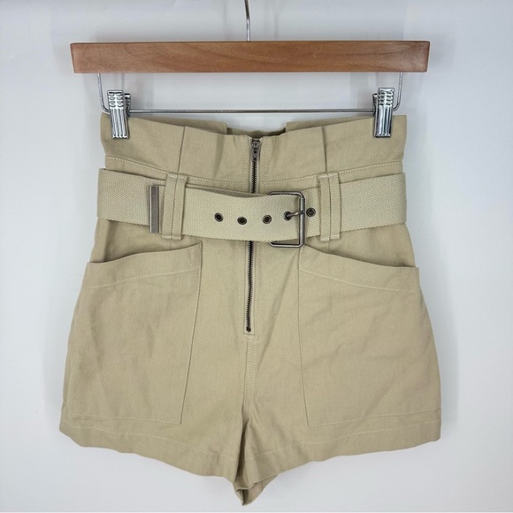 Lovers + Friends Tan High Rise Paper-bag Waist Genesis Short NWT - Picture 2 of 4